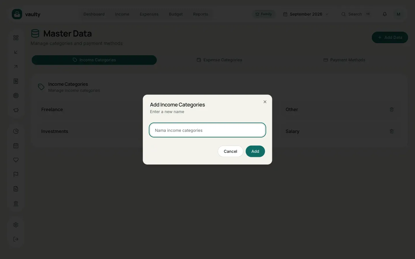 Add Data form in Master Data