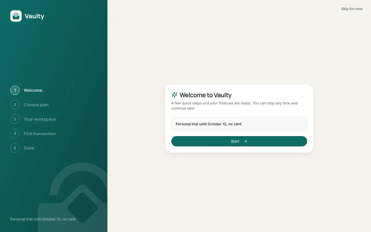 Onboarding welcome step